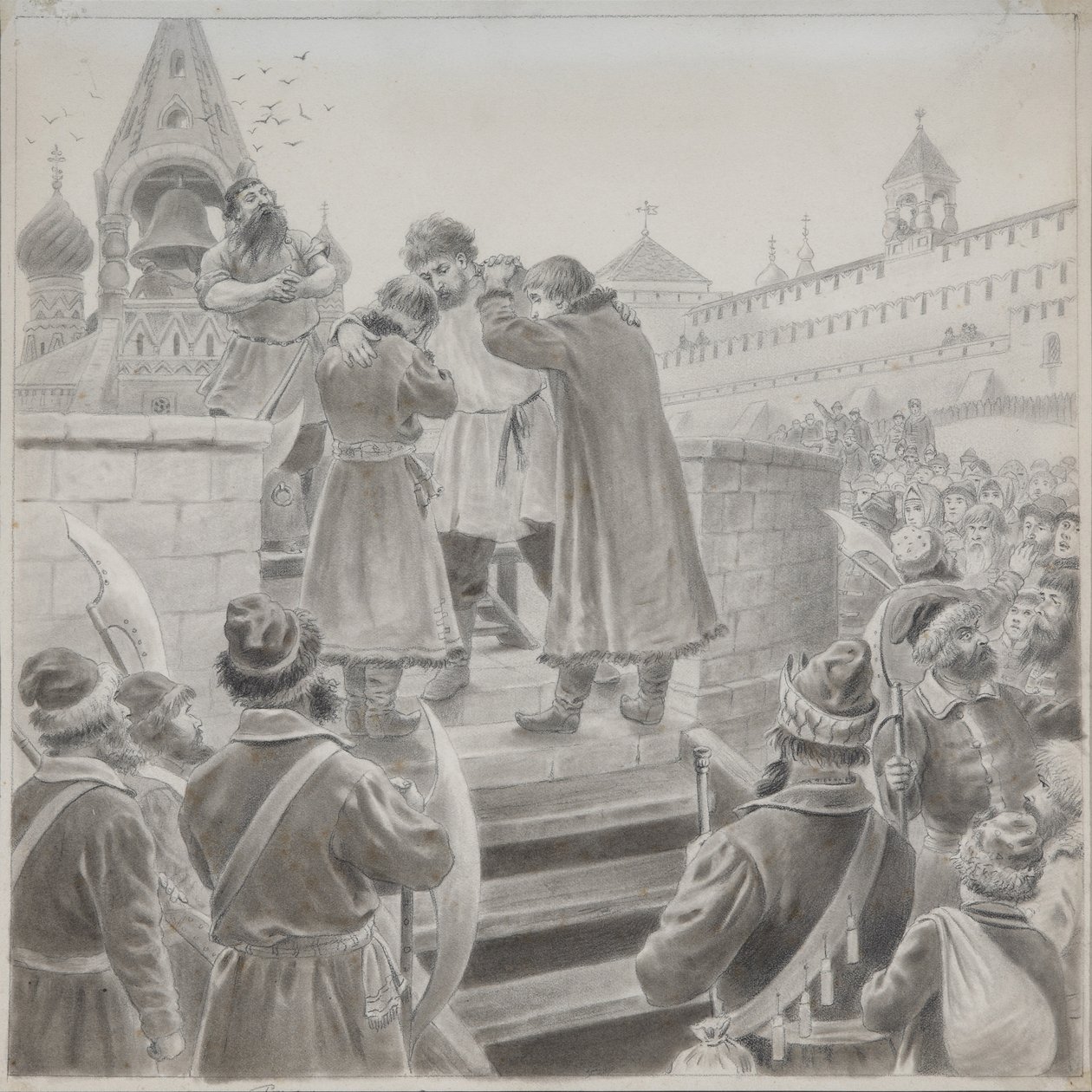 Illustrazione alla poesia Il Canto del Mercante Kalashnikov di M. Lermontov da Pyotr Ivanovich Korovin