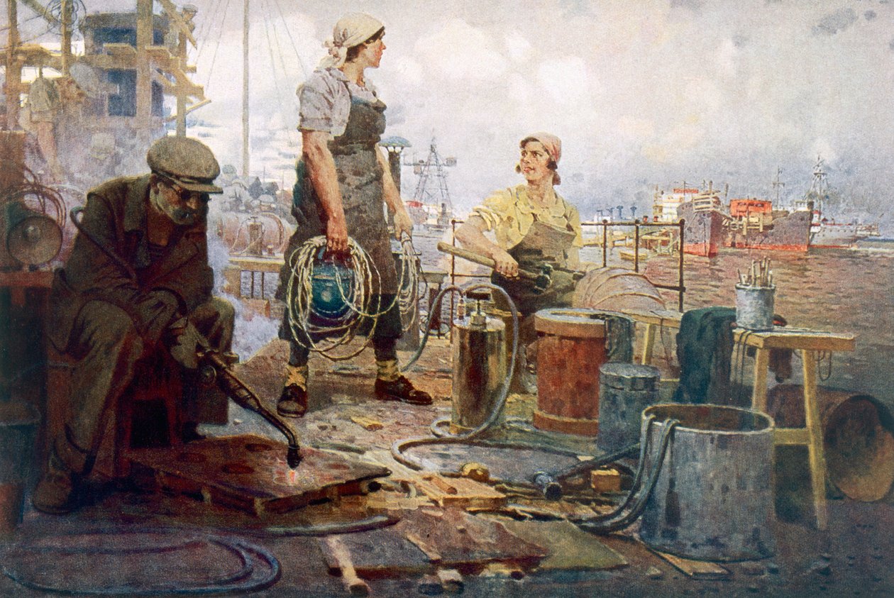 Il cantiere navale di Sormovo, c.1920 da Pyotr Ivanovich Kotov