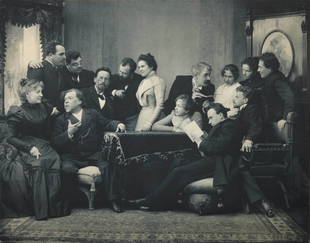 Anton Cechov tra gli attori della commedia Il gabbiano da Pyotr Petrovich Pavlov