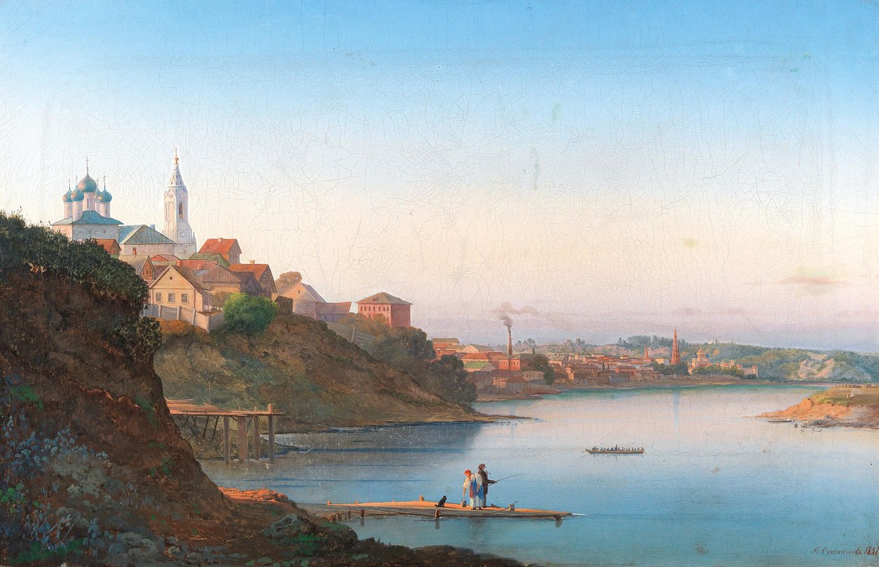 La Chiesa della Dormizione a Krutitsy a Mosca con il Monastero di Simonov sullo sfondo, 1858 da Pyotr Sergeevich Stepanov