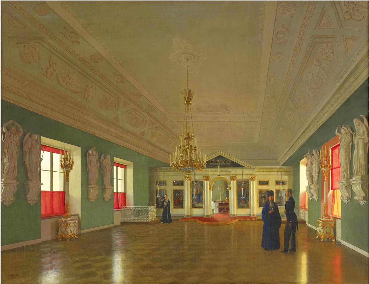 Interno della Chiesa del Palazzo di San Alessandro Nevsky, Palazzo Anichkov, San Pietroburgo, 1850 da Pyotr Vasilyevich Tutukin