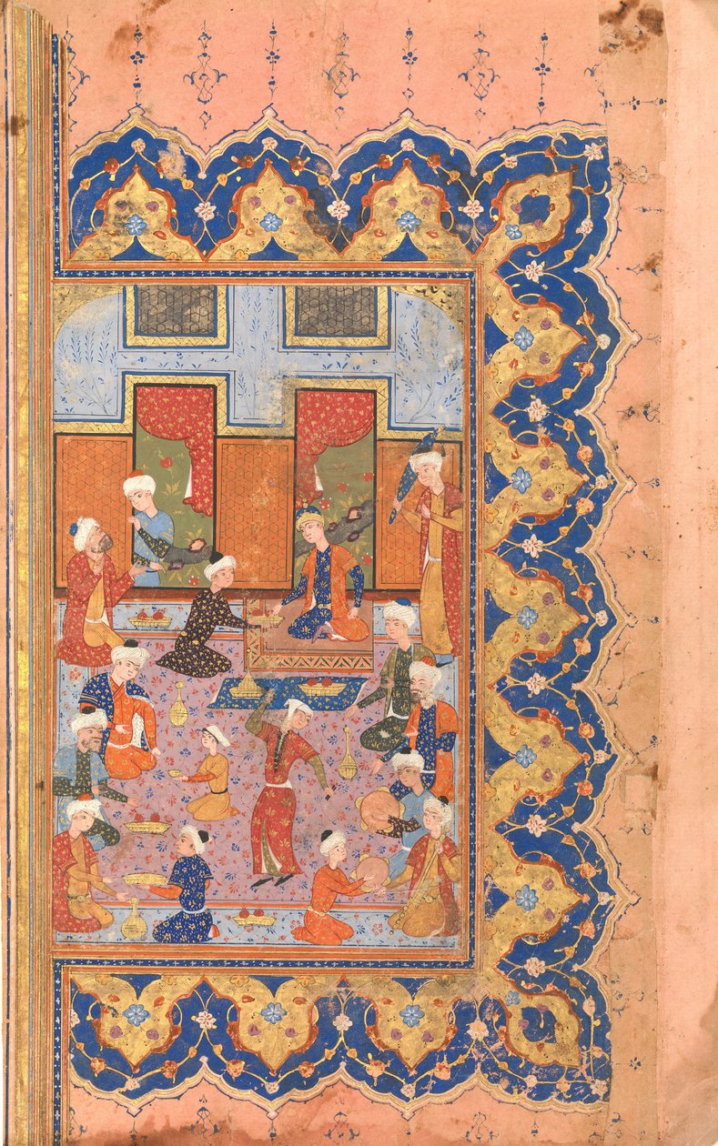 Una Scena di Convivialità a Corte, Foglio da un Divan Opere Collezionate di Mir 