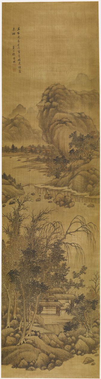 Paesaggio (inchiostro e colore su seta) da Qian Weicheng