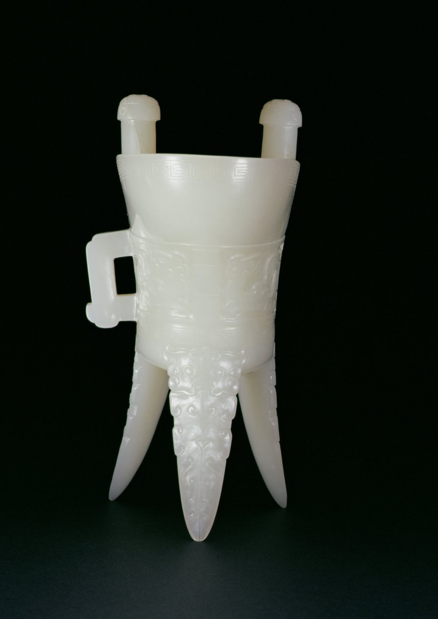 Vaso per libagioni imperiale di bronzo forma Jue, periodo Qianlong (1736-95) da Qing Dynasty Chinese School