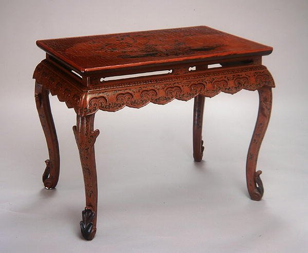 Tavolo, periodo Kangxi (1662-1722) (legno laccato e tela di canapa) da Qing Dynasty Chinese School