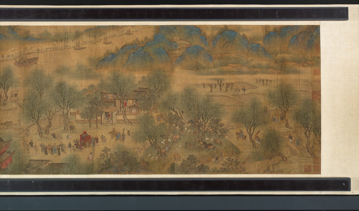 Festival di primavera sul fiume (dettaglio), rotolo a mano da Qing Dynasty Chinese School
