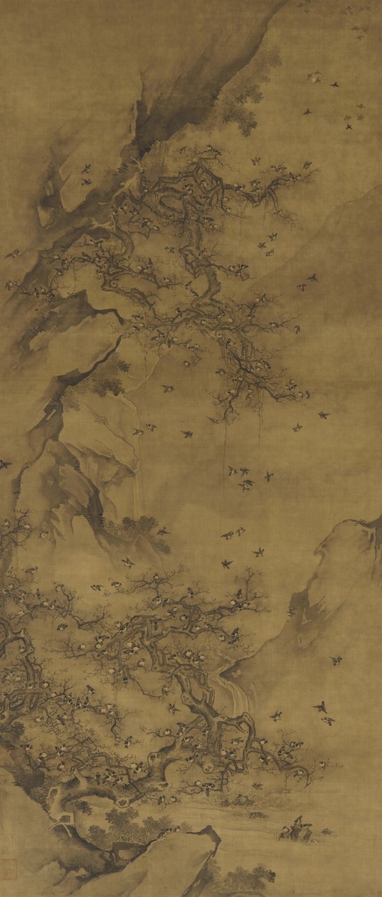 Uccelli che riposano su una scogliera, fine XVII-XVIII secolo da Qing Dynasty Chinese School