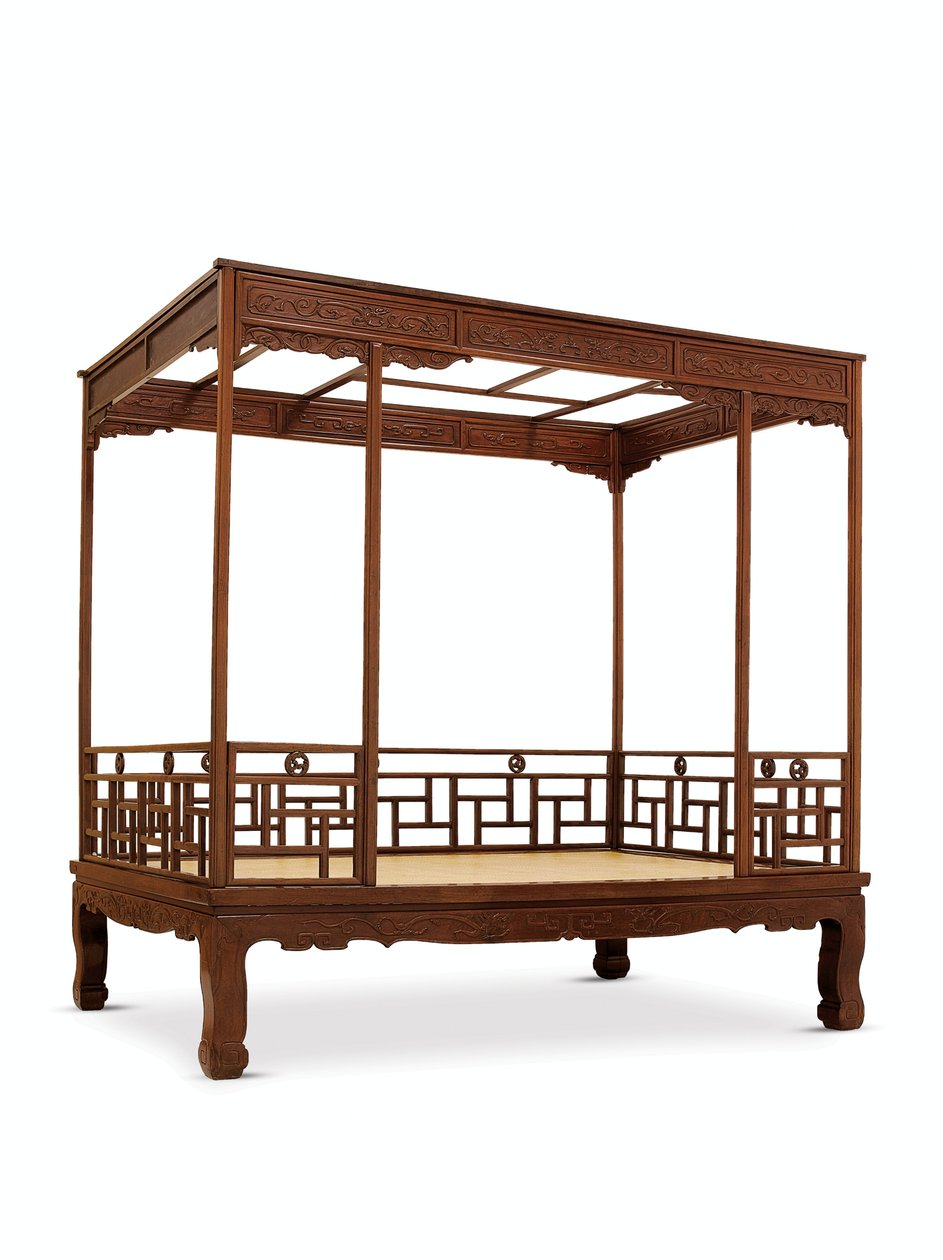 Letto a baldacchino a sei montanti Huanghuali, Dinastia Qing da Qing Dynasty Chinese School