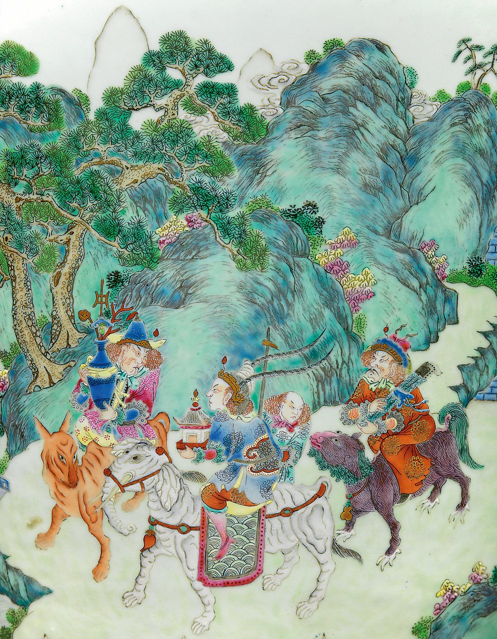 (dettaglio) da una coppia di vasi imperiali Famille Rose da Qing Dynasty   Jiaqing Period Chinese School