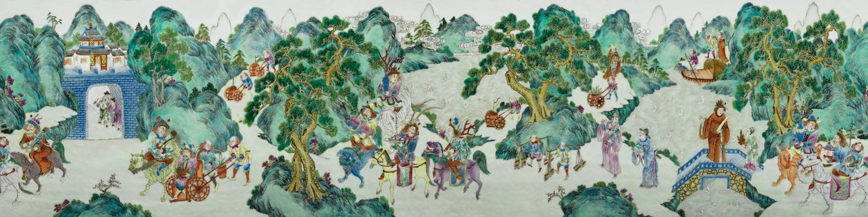Dettaglio di uno di un paio di vasi Imperiali Famiglia Rosa da Qing Dynasty   Jiaqing Period Chinese School