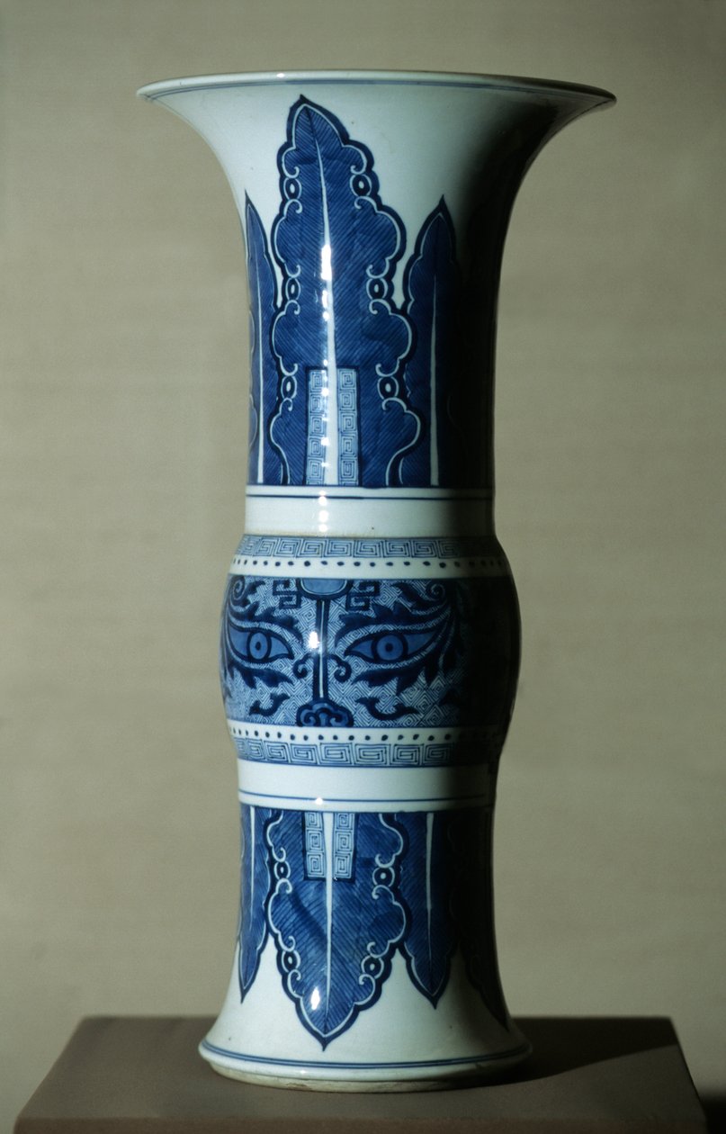 Vaso in porcellana blu e bianca da Qing Dynasty   Kangxi Period Chinese School