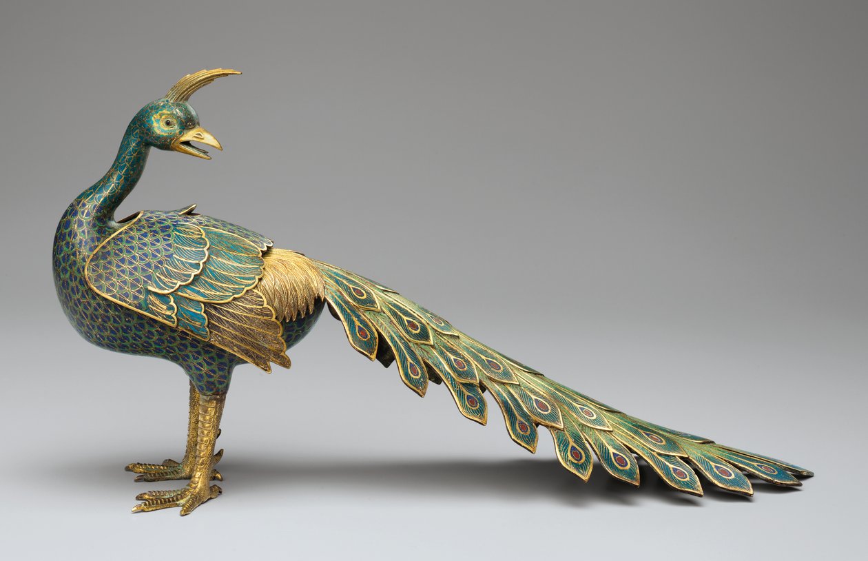 Incensiere a forma di pavone in cloisonné da Qing Dynasty   Qianlong Period Chinese