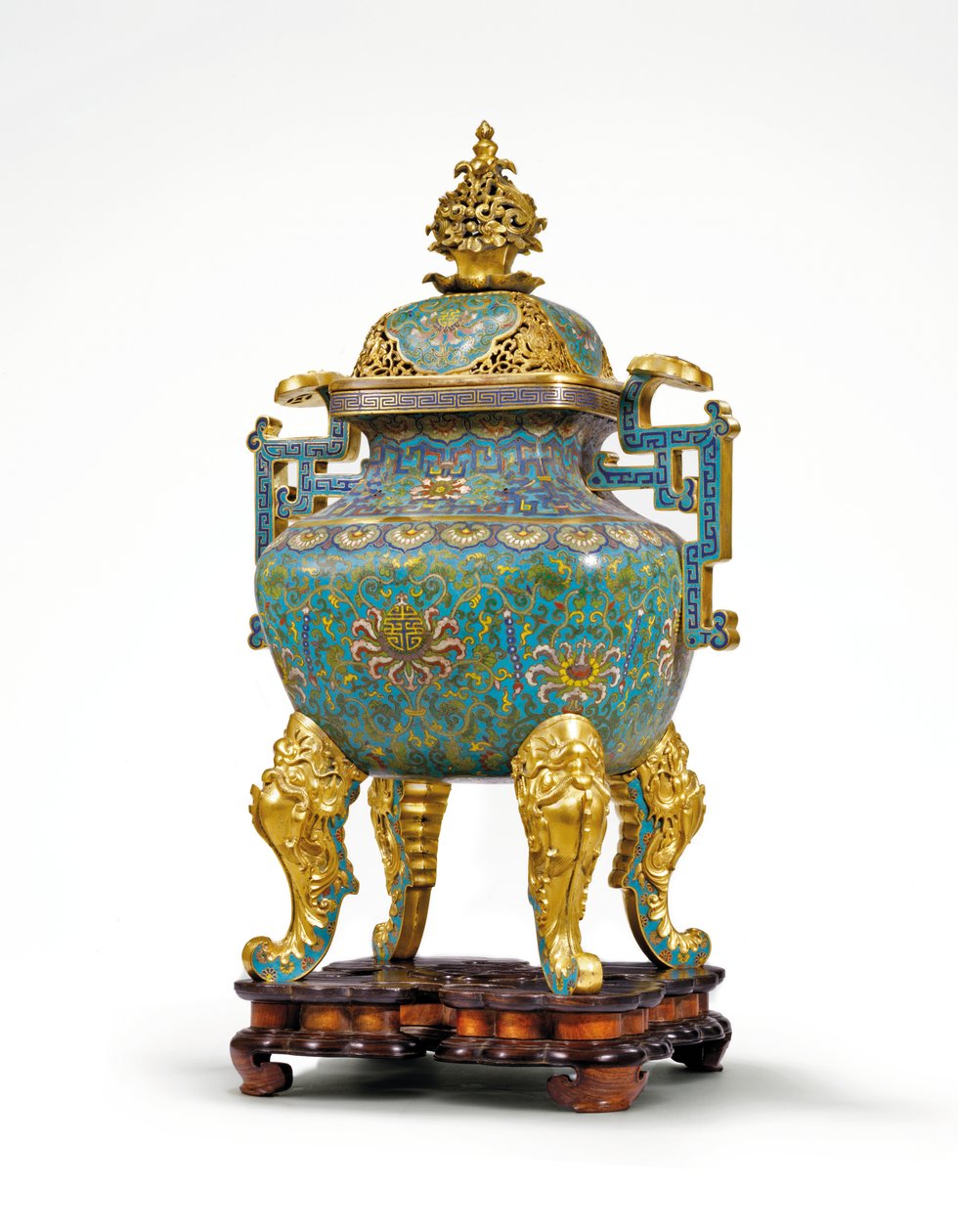 Grande incensiere imperiale cloisonné con manico Ruyi da Qing Dynasty   Qianlong Period Chinese School