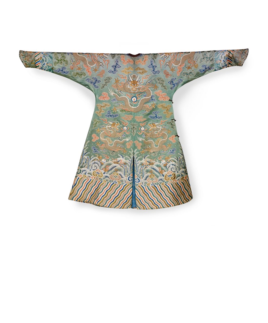 Abito di corte in seta celadon per una principessa imperiale, Jifu, Cina da Qing Dynasty Chinese School