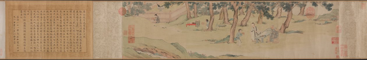 Zhao Mengfu scrive il Sutra del Cuore (Hridaya) in cambio di tè da Qiu Ying