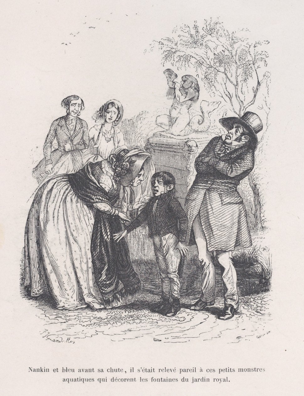 Si alzò come quei piccoli mostri marini che decorano le fontane, da Le Piccole Miserie..., 1843 da Quichon
