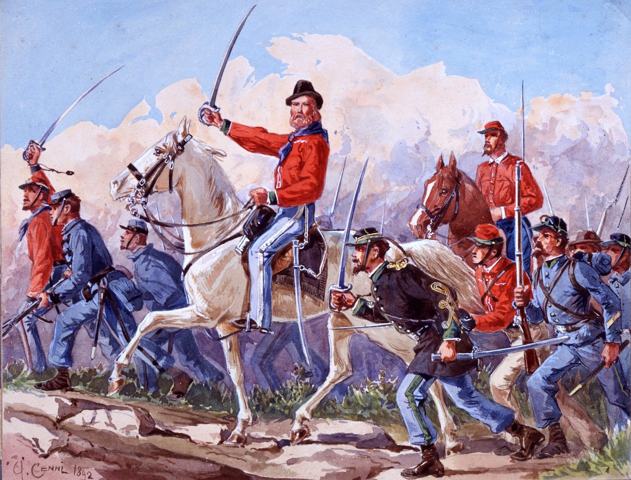 Risorgimento: le truppe di Giuseppe Garibaldi marciando su Roma da Quinto Cenni