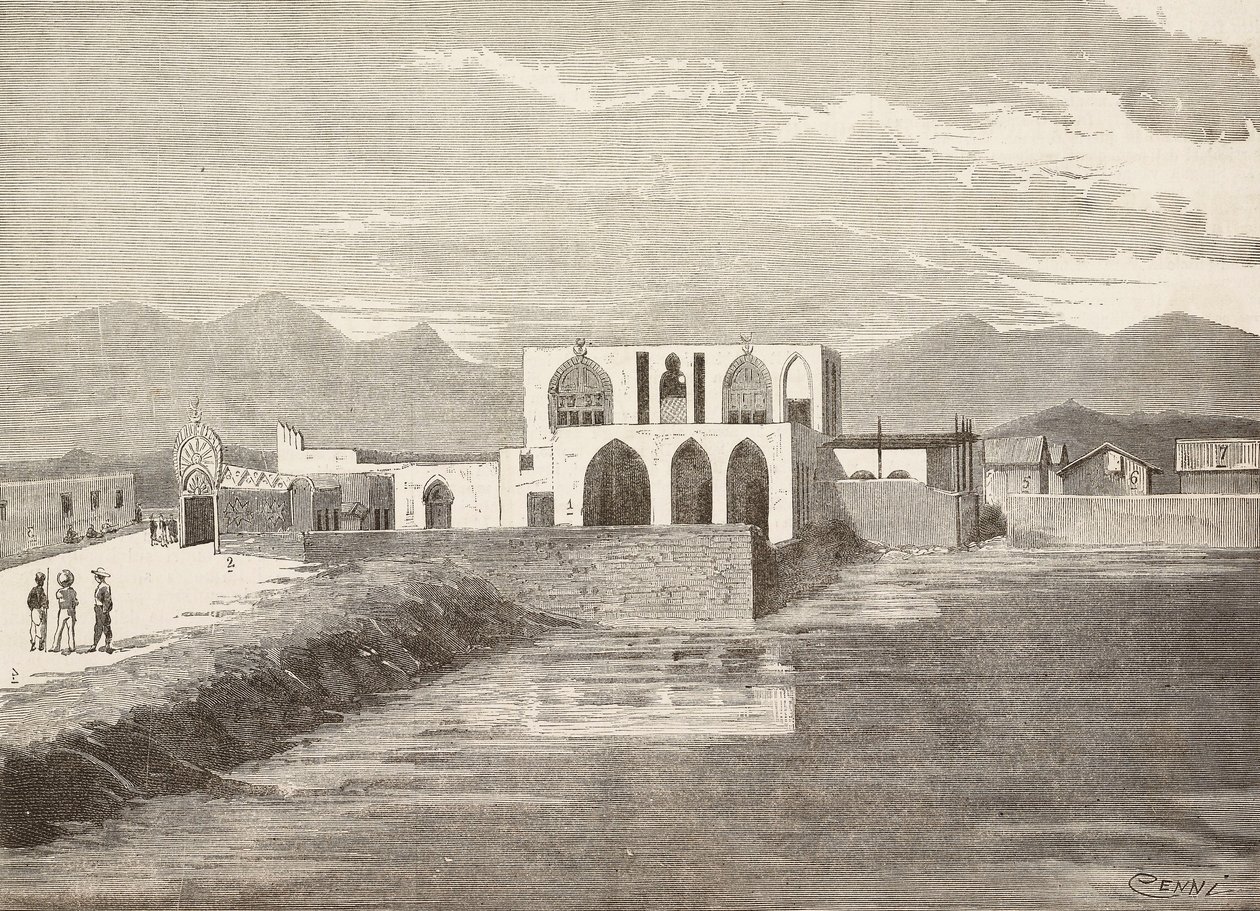 Palazzo del Vice-governatore italiano, Massaua, Eritrea (incisione) da Quinto Cenni