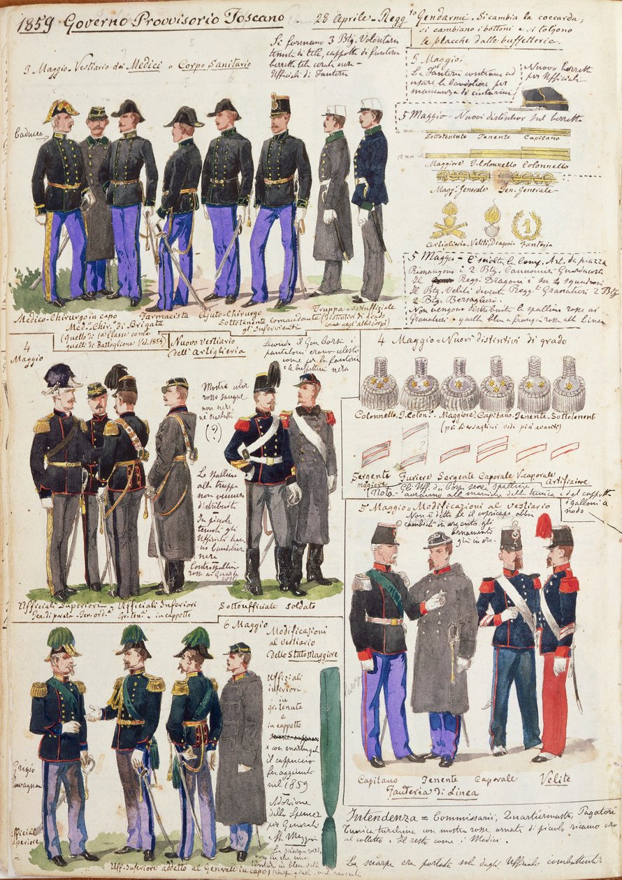 Uniformi e distintivi del governo provvisorio della Toscana da Quinto Cenni
