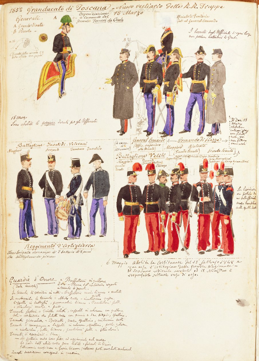 Uniformi delle truppe reali del Granducato di Toscana di Quinto Cenni, tavola a colori da Quinto Cenni