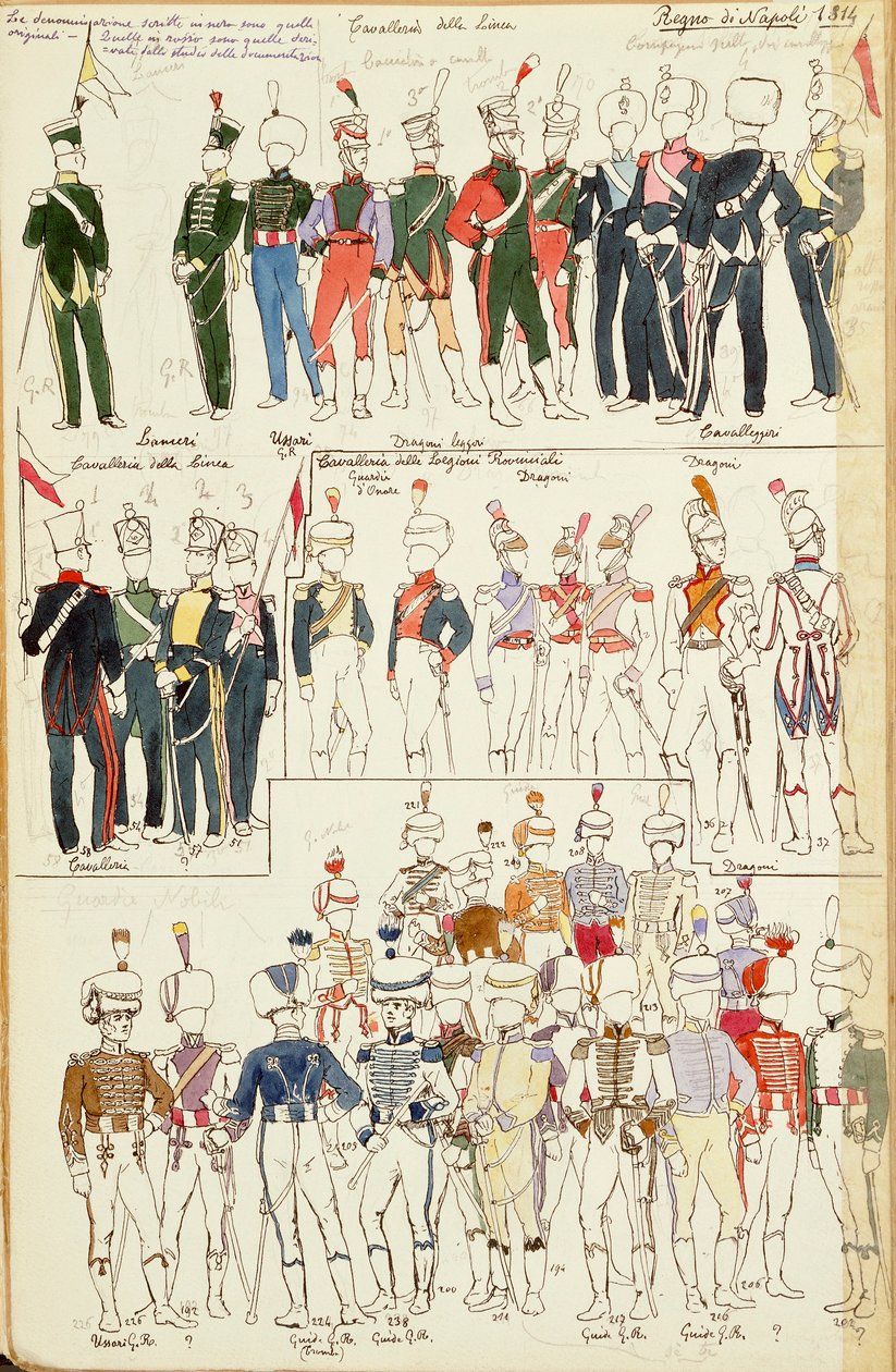 Varie uniformi del Regno di Napoli dal 1814 da Quinto Cenni