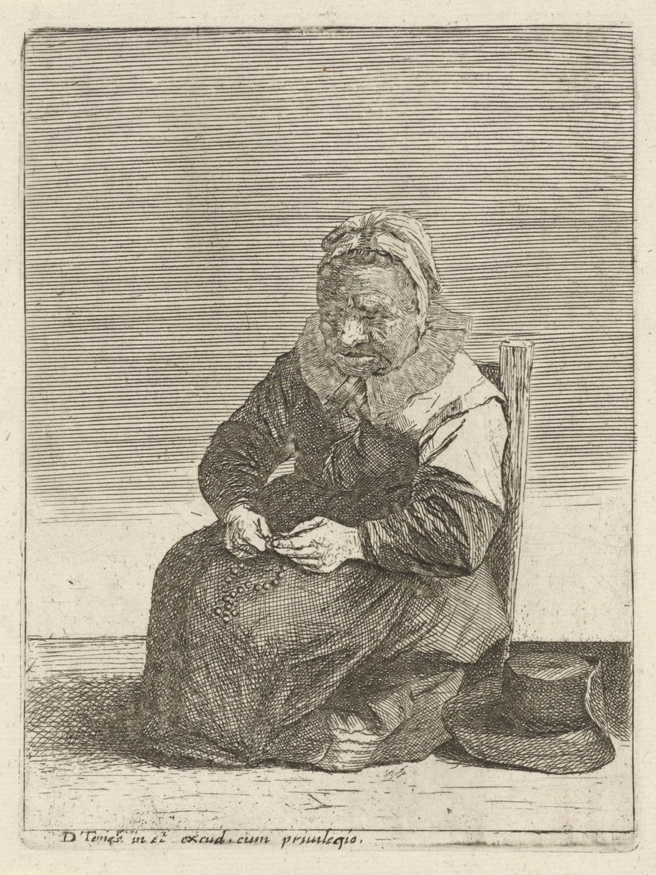 Vecchia donna con un rosario da Quirin Boel (attributed to)