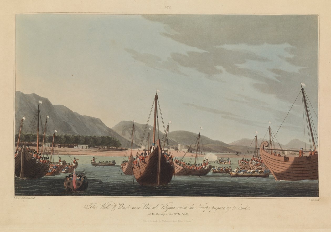 Sedici vedute di luoghi nel Golfo Persico contro i pirati arabi da R. (after) Temple