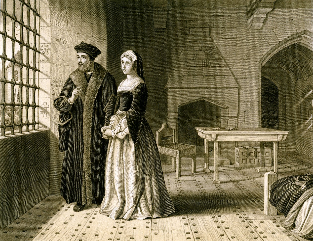 Sir Thomas More 1478-1535 e sua figlia, Margaret, XIX secolo da R Anderson