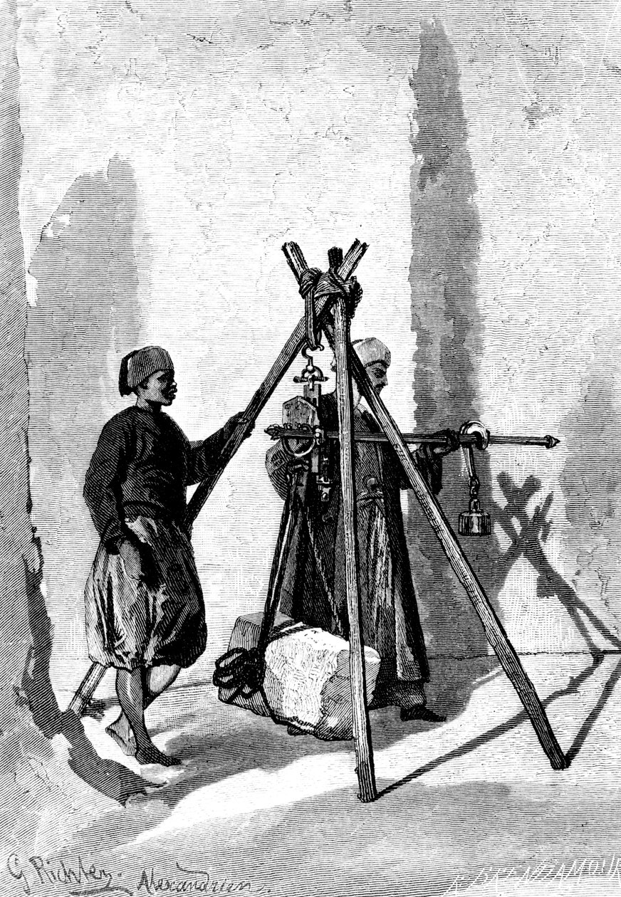 Pesatura dei Blocchi di Pietra, Egitto, 1880 da R. Brandamour