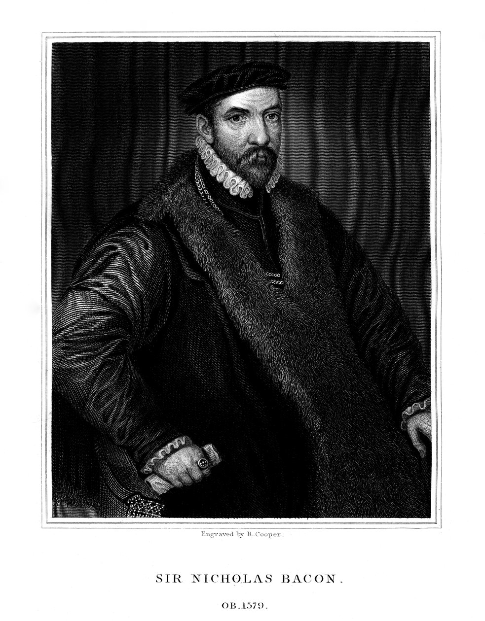 Sir Nicholas Bacon, politico inglese, 1826 da R. Cooper