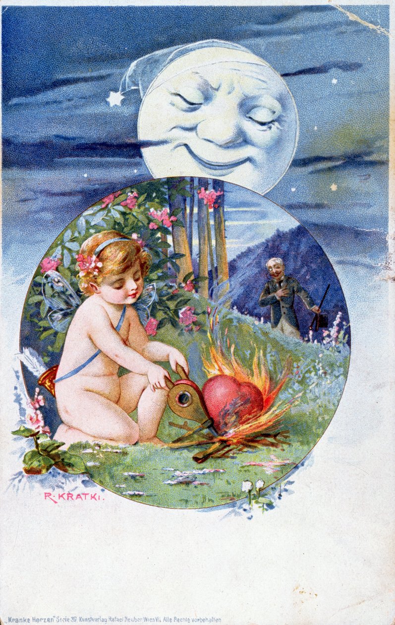 Cartolina dalla serie Cuori Malati, c. 1900 da R. Kratki