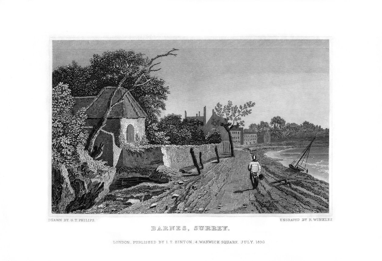 Barnes, Surrey, 1830 da R. Winkles