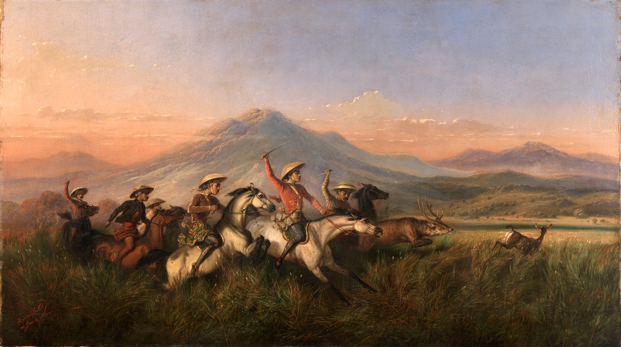 Sei cavalieri che inseguono un cervo, 1860 da Raden Saleh