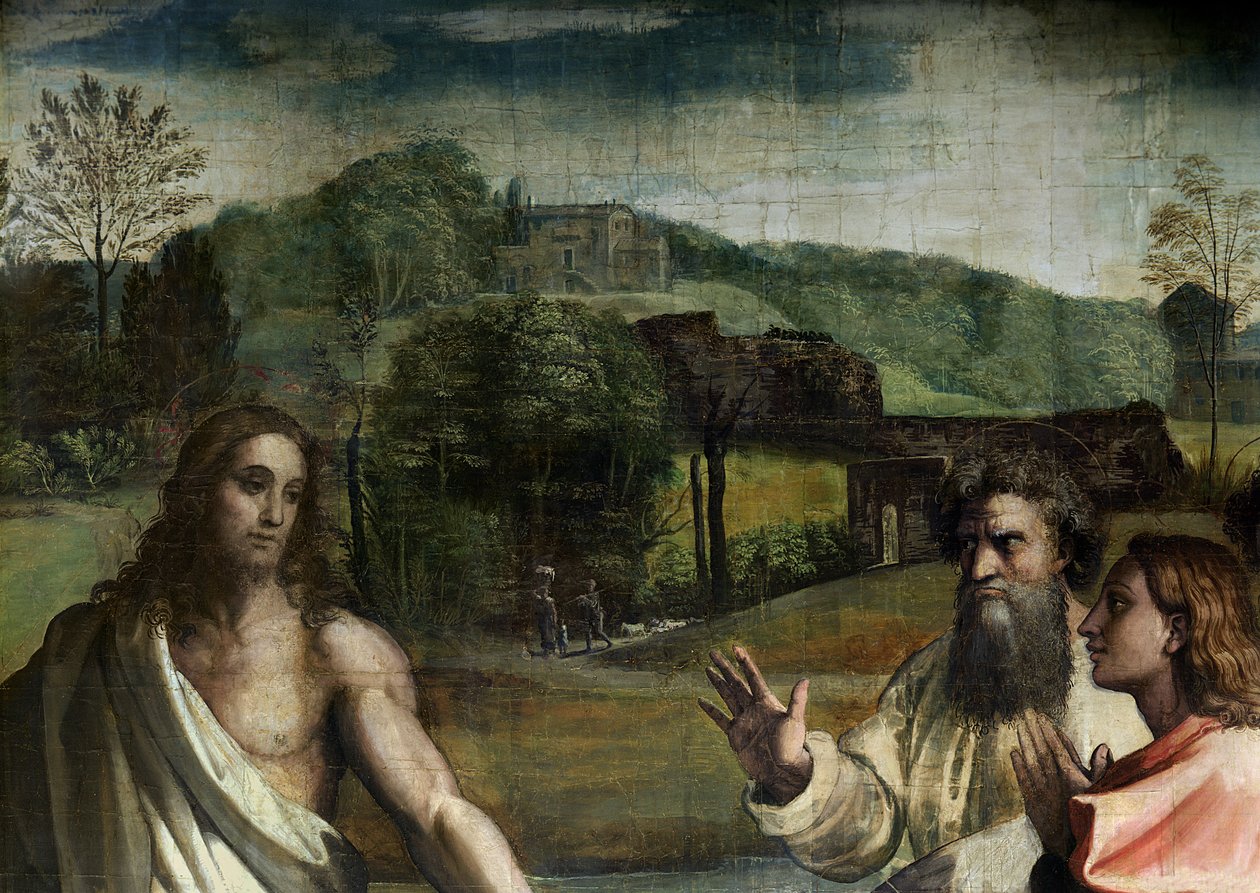 Cristo incarica San Pietro (cartone per la Cappella Sistina) (prima del restauro) (dettaglio) da Raffaello Sanzio Raphael