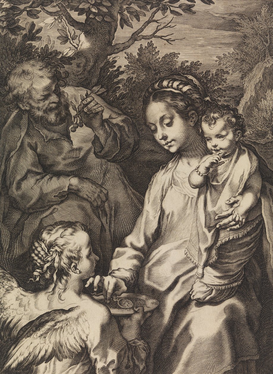 La Sacra Famiglia con la ciotola di porridge da Raffaello Guidi