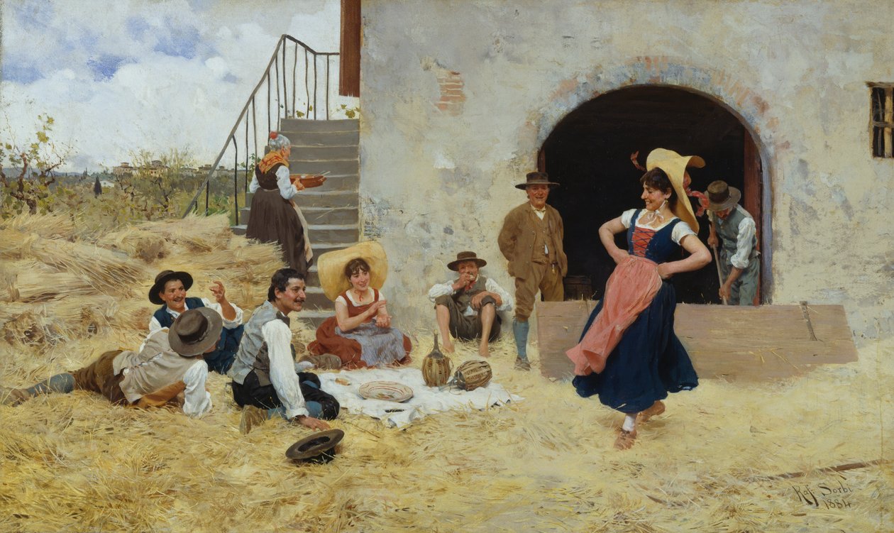 Danza nel cortile della fattoria da Raffaello Sorbi