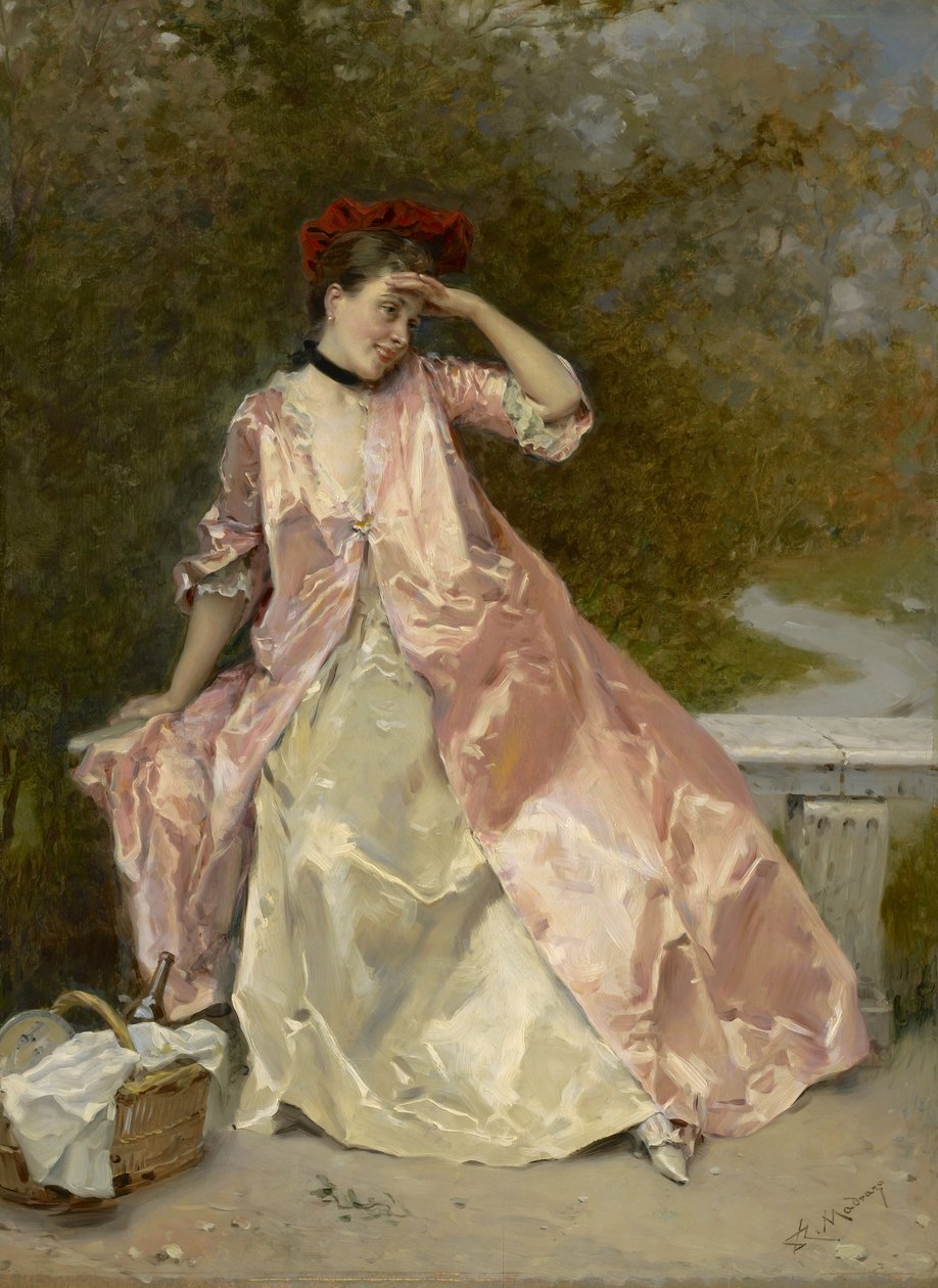 Donna con cestino da picnic da Raimundo de Madrazo y Garreta