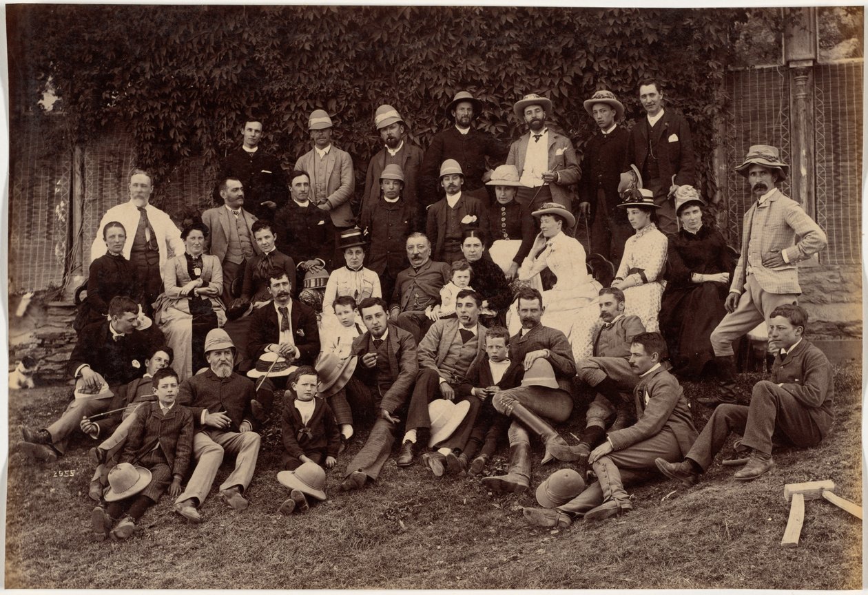 Gruppo in picnic alla casa di campagna del signor Peliti, Mashobra da Raja Deen Dayal