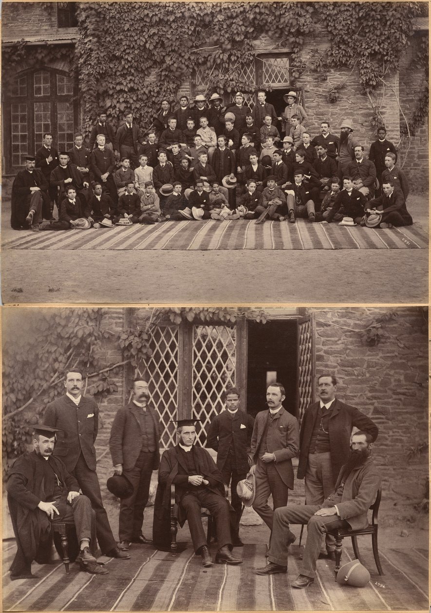 Preside e insegnanti della Bishop Cotton School, Shimla (recto); studenti della classe media e personale della Bishop Cotton School, Shimla (verso) da Raja Deen Dayal
