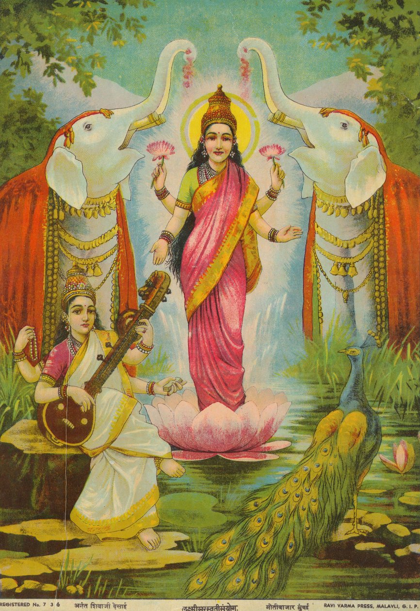 Lakshmi Saraswati Sanyog, di Raja Ravi Varma da Raja Ravi Varma