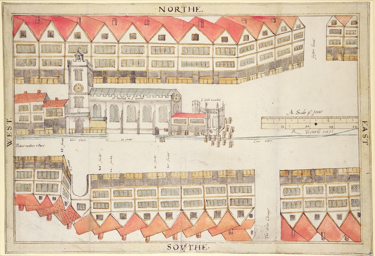 Mappa di Cheapside, Londra, 1585 da Ralph Treswell