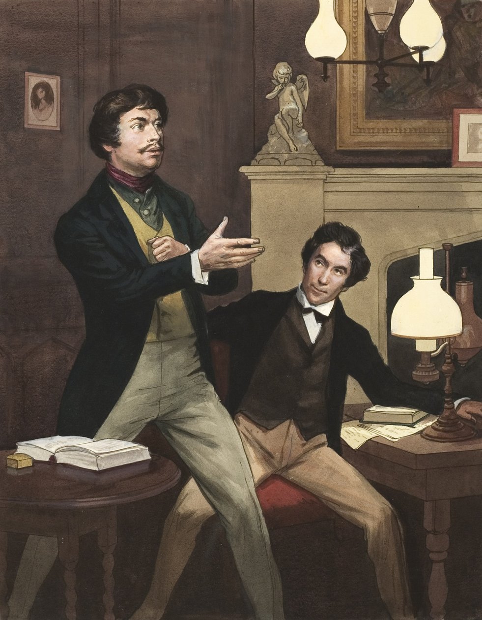 Henry Irving (1870-1919) con William Hoskins (gouache su carta) da Ralph Bruce