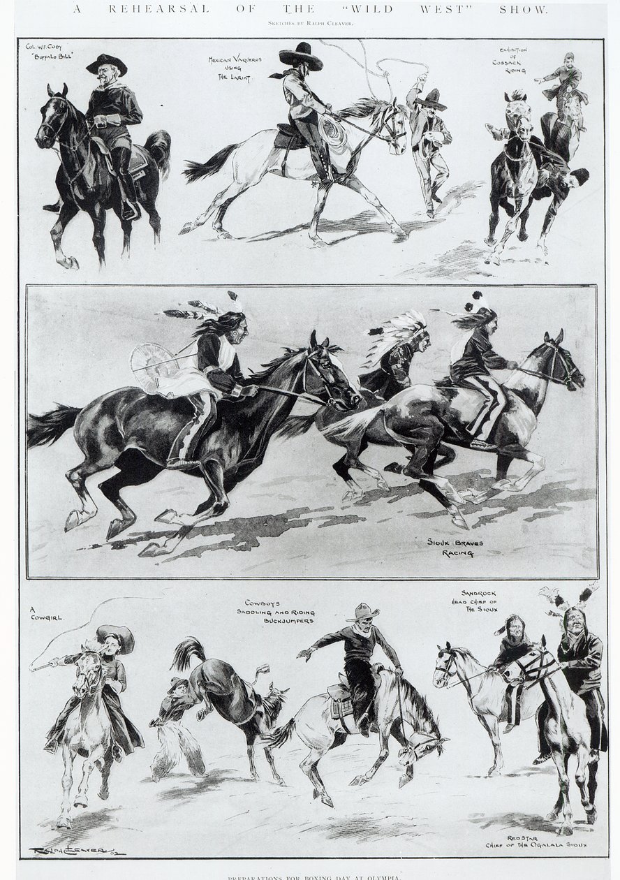 Una prova dello spettacolo del Wild West all