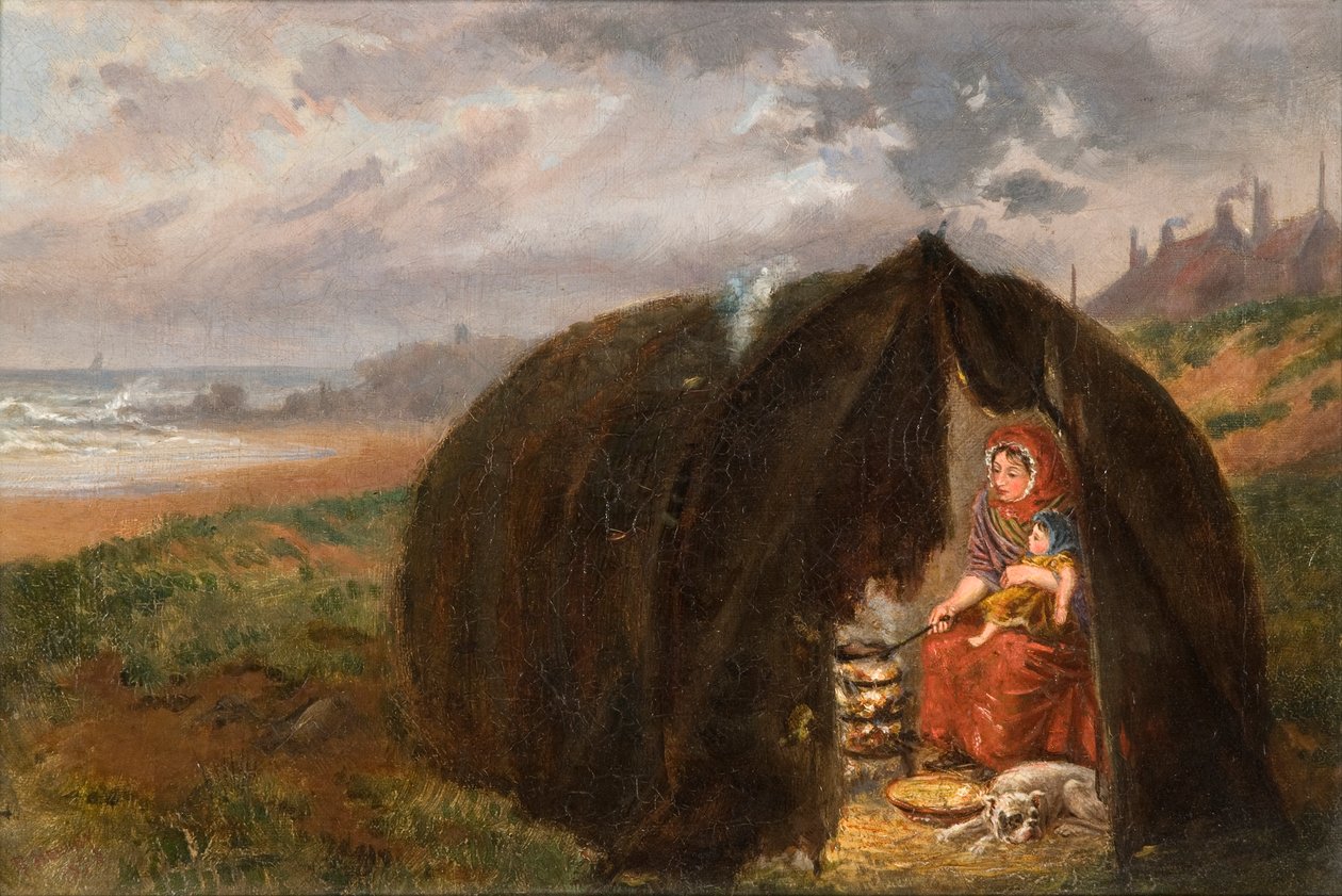 Zingari accampati sulla spiaggia, vicino a South Shields, 1876 da Ralph Hedley