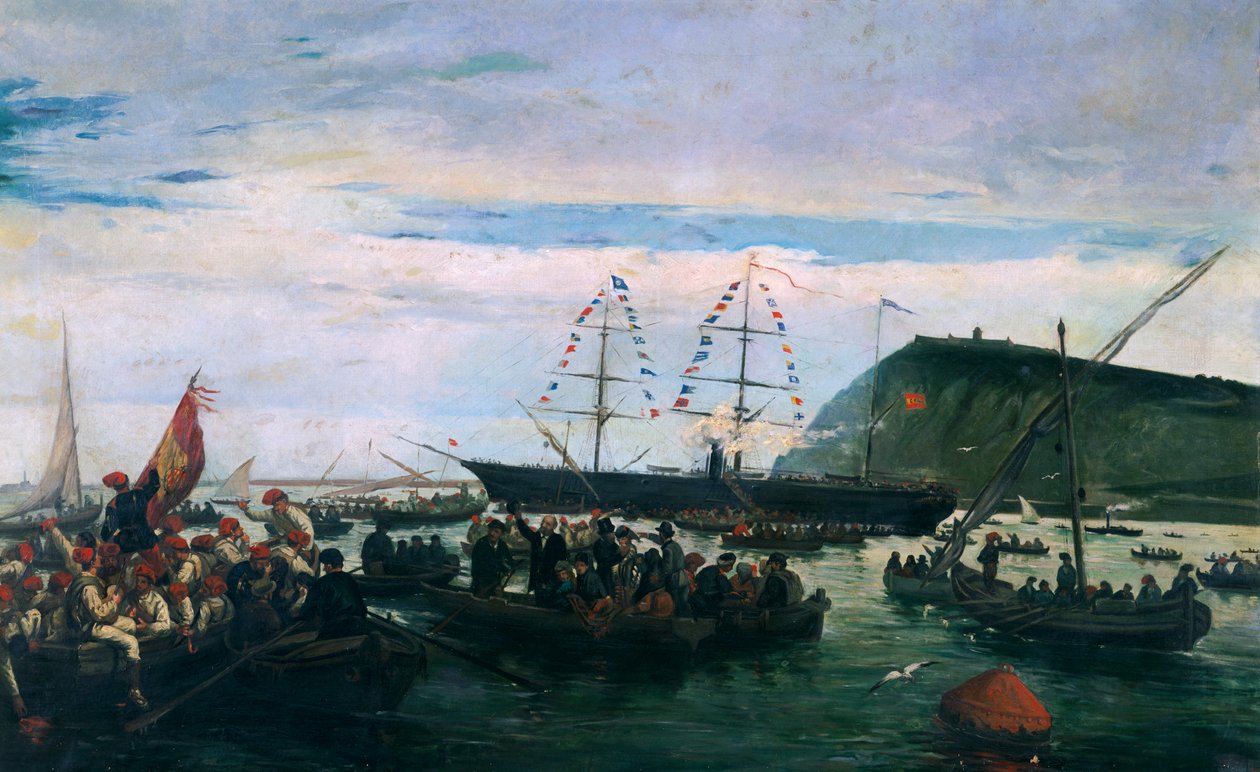 Volontari catalani che si imbarcano per la guerra a Cuba nel 1870 da Ramón Padró y Pedret