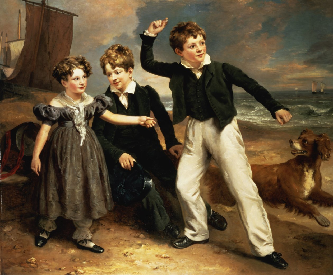 Ritratto di gruppo di Robert, James e Mary Sarah, i tre figli di James Greenhalgh, 1830 da Ramsay Richard Reinagle
