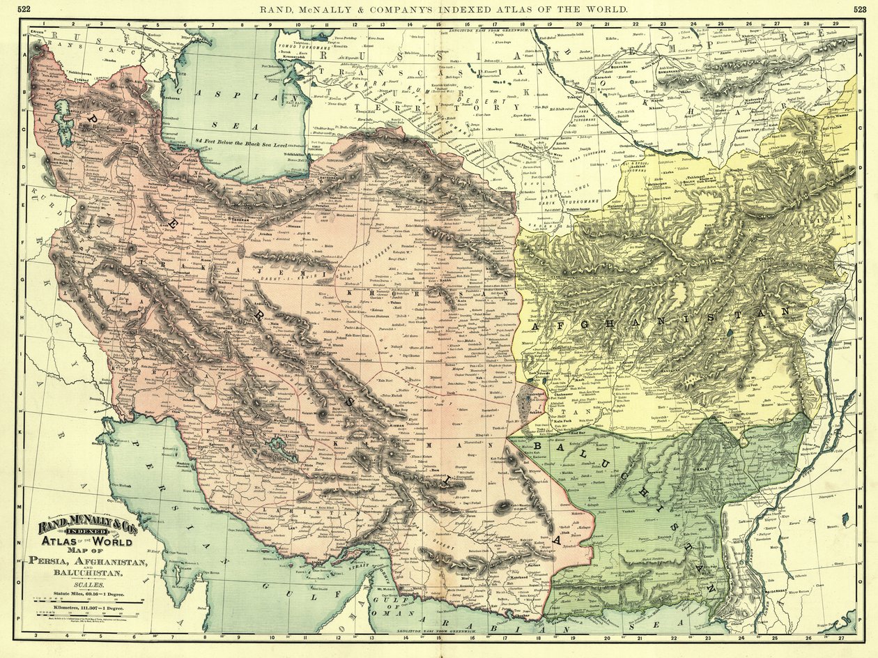 Persia, Afghanistan e Baluchistan nel 1892 da Rand McNally and Company