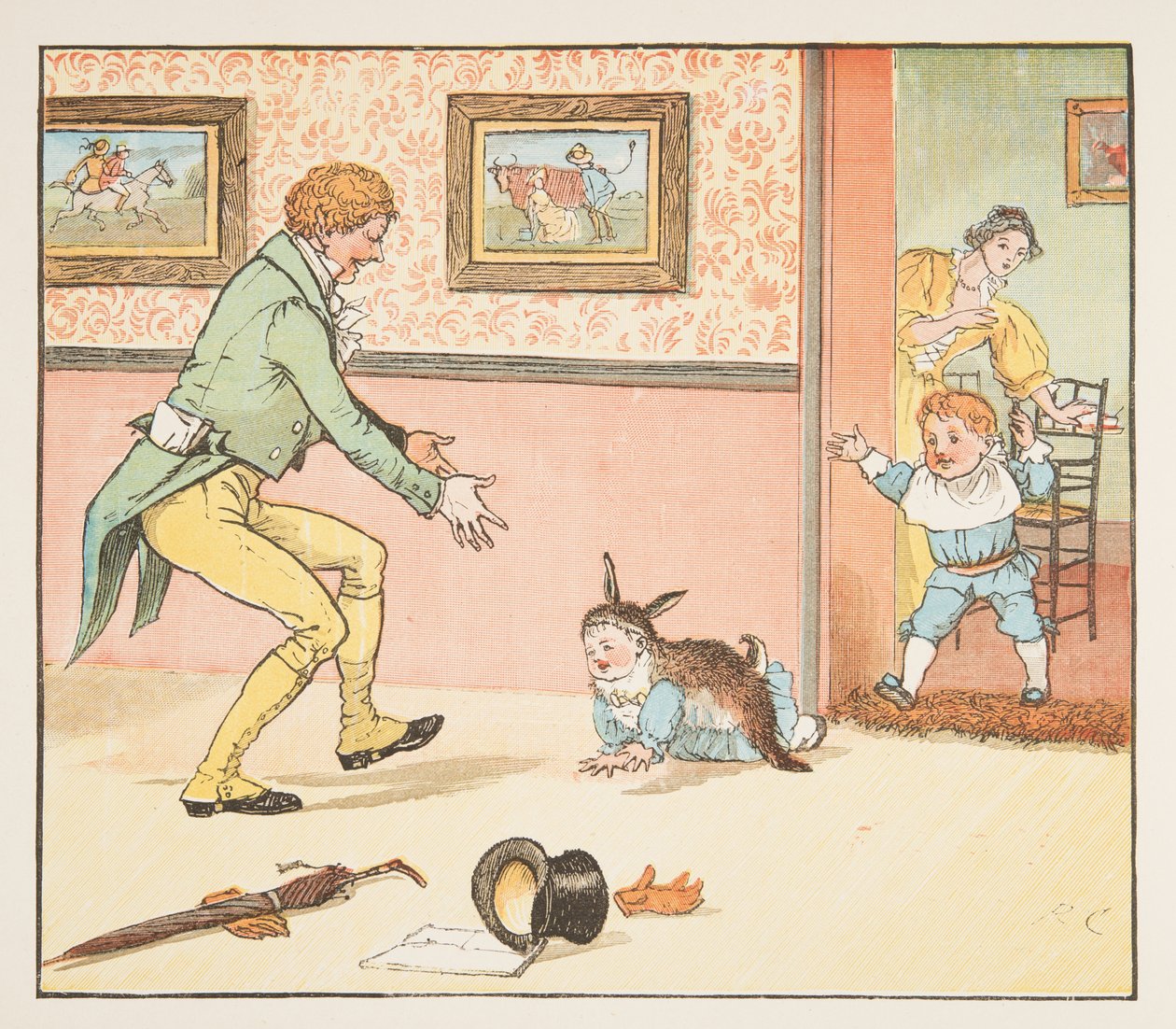 Baby Bunting avvolto nella pelle di coniglio, da The Hey Diddle Diddle Picture Book, pub.1882 da Randolph Caldecott