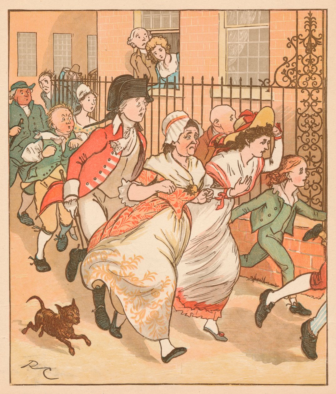 Vicini che corrono in aiuto del buon uomo di Islington, c1879 da Randolph Caldecott