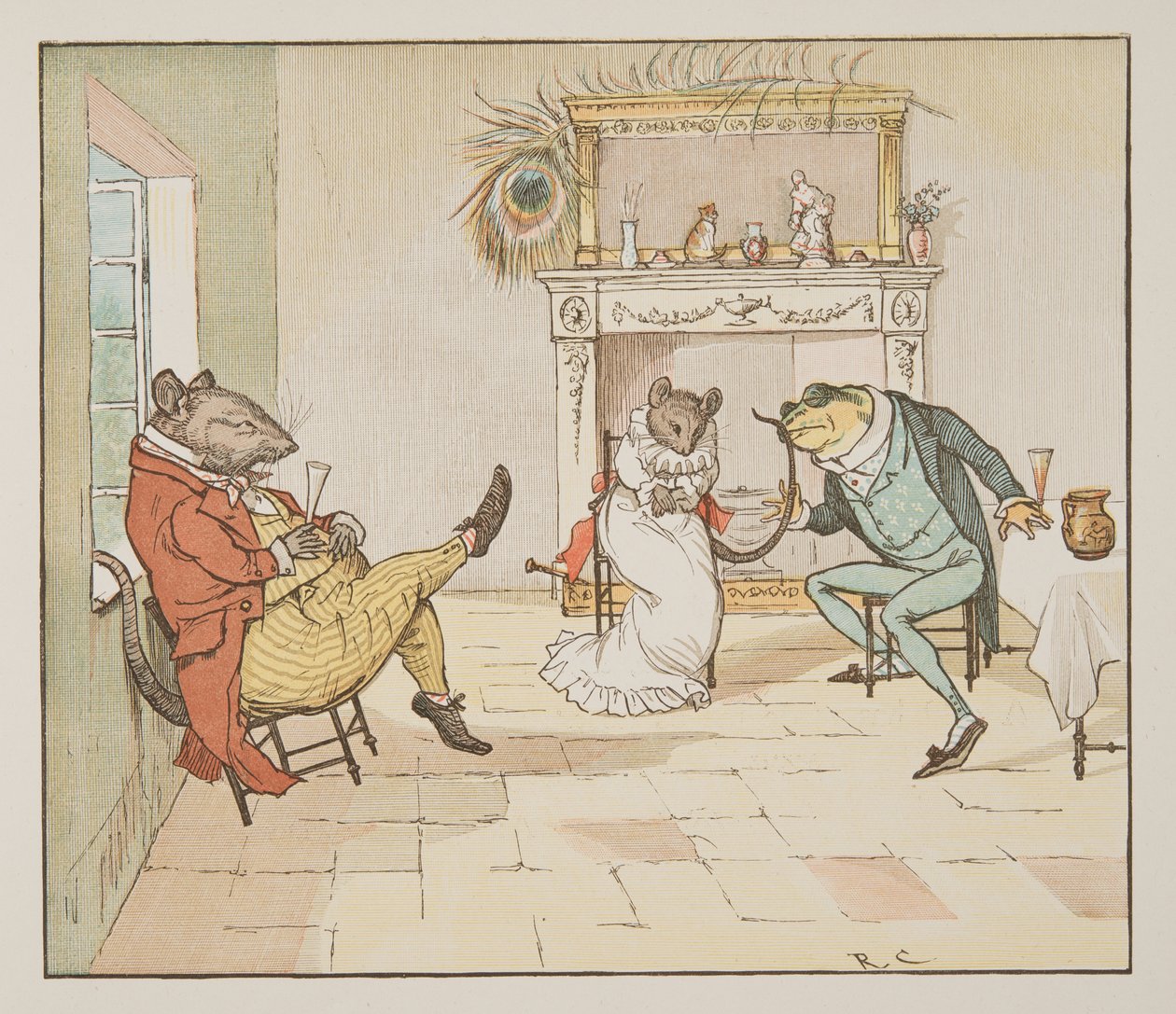 "Per favore, signor Rana, ci canterà una canzone?", da The Hey Diddle Diddle Picture Book, pub.1882 da Randolph Caldecott